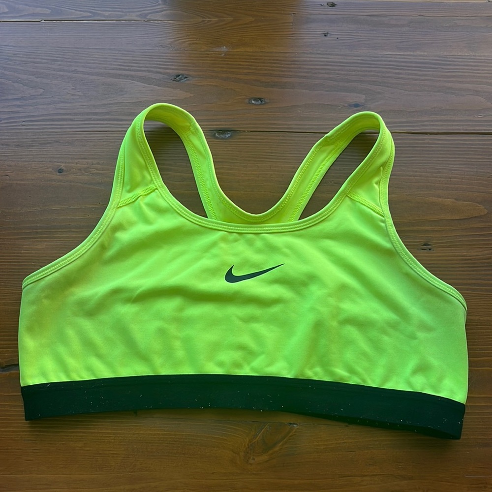NIKE sports bra, size large, highlighter yellow